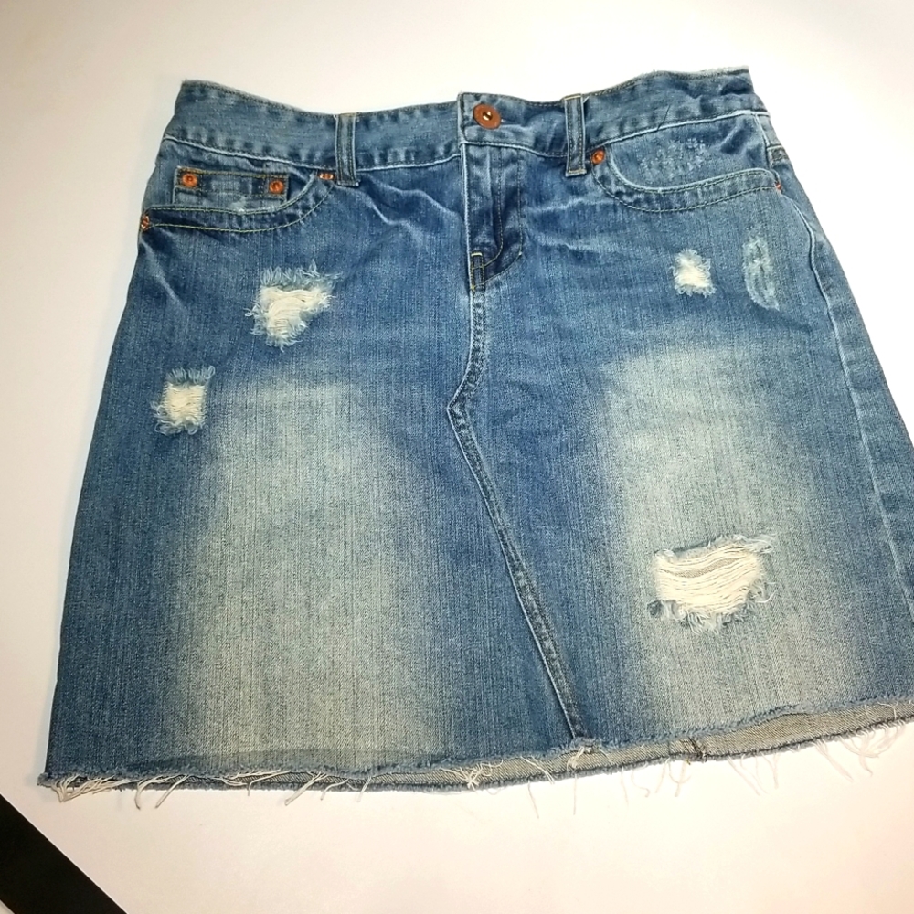 American Eagle women's blue jean midi skirt.